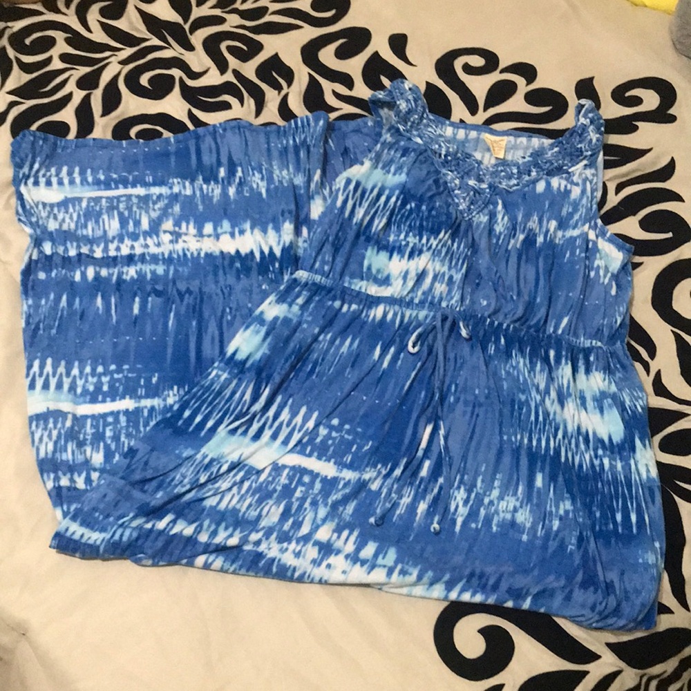 Faded glory blue tie-dye tank summer dress
